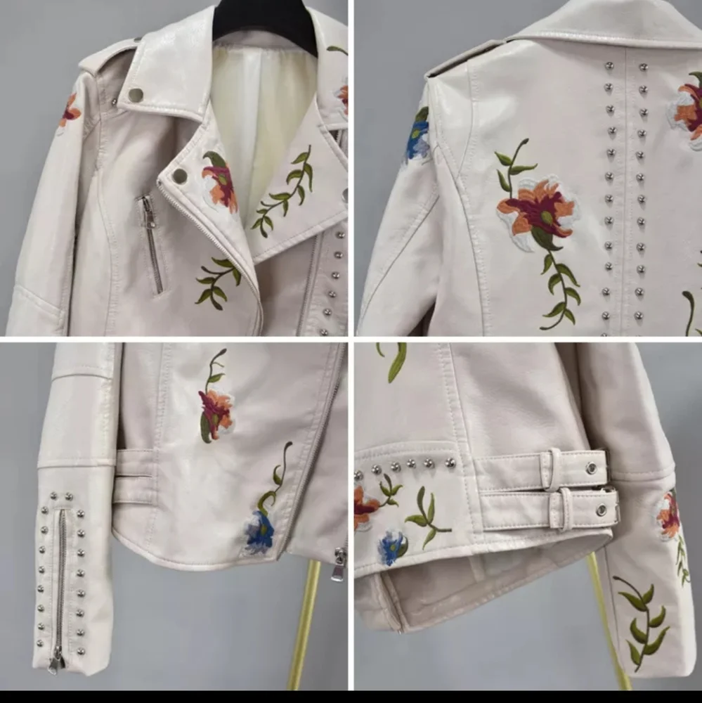 🦋SOLD 🦋NWT Embroidered White Jacket Vegan Leather. 12-14 - Picture 10 of 15